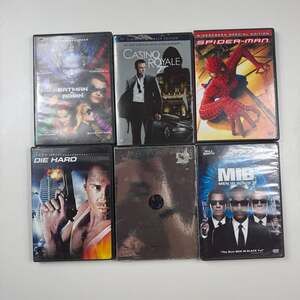 Action Hero DVD Movie Lot of 6: Spider-Man, Batman & Robin, Die Hard, Casino Roy